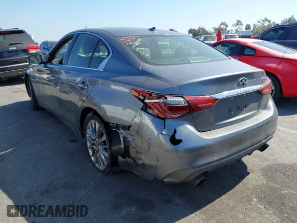 2019 Infiniti Q50 Luxe with VIN JN1EV7APXKM511385, listed as a IAAI auction lot 41647699 with 34,489 mi miles and . Bid and sale history available at DreamBid. Image 3.