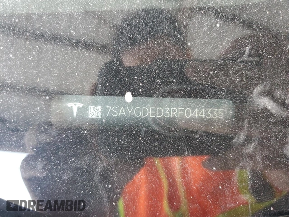 2024 Tesla Model Y с VIN 7SAYGDED3RF044335, выставлен на аукционе Copart как лот 58263265 с пробегом Не указан миль и Списание • Salvage title. История ставок и продаж доступна на DreamBid. Изображение 12.