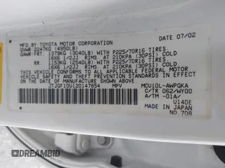 2002 Lexus RX 300 with VIN JTJGF10U120147854, listed as a IAAI auction lot 42128364 with Not provided miles and . Bid and sale history available at DreamBid. Image 9.
