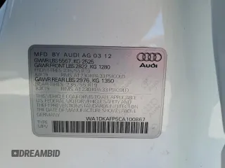 2012 Audi Q5 3.2L Premium Plus with VIN WA1DKAFP5CA100867, listed as a Copart auction lot 51688005 with 91,509 mi miles and Clean Title. Bid and sale history available at carsss.com. Image 13.