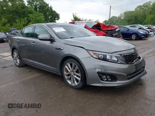 2014 Kia Optima SXL Turbo with VIN 5XXGR4A68EG303094, listed as a IAAI auction lot 42207175 with 105,521 mi miles and . Bid and sale history available at DreamBid. Image 1.