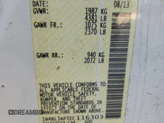 2014 Nissan Altima SL with VIN 1N4BL3AP3EC116303, listed as a Copart auction lot 86002094 with 118,910 mi miles and Salvage Title. Bid and sale history available at DreamBid. Image 12.