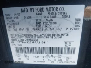 2008 Ford F-150 XLT с VIN 1FTPW12538FA21641, выставлен на аукционе IAAI как лот 41149320 с пробегом 143 137 миль миль и . История ставок и продаж доступна на DreamBid. Изображение 9.