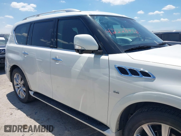 2014 Infiniti QX80 with VIN JN8AZ2NF6E9553827, listed as a IAAI auction lot 42228458 with 167,945 mi miles and . Bid and sale history available at DreamBid. Image 13.