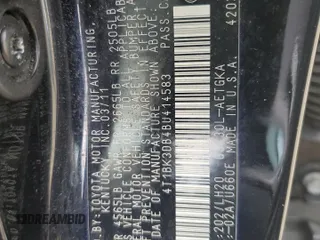 2011 Toyota Avalon with VIN 4T1BK3DB4BU414583, listed as a Copart auction lot 62395805 with 253,794 mi miles and Clean title. Bid and sale history available at DreamBid. Image 12.
