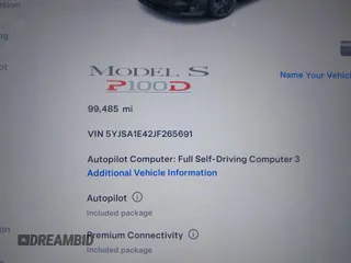 2018 Tesla Model S 75D with VIN 5YJSA1E42JF265691, listed as a IAAI auction lot 41886105 with 99,485 mi miles and . Bid and sale history available at DreamBid. Image 15.