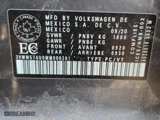 2021 Volkswagen Golf TSI with VIN 3VWW57AU0MM000201, listed as a Copart auction lot 51251305 with 120,723 mi miles and Salvage Title. Bid and sale history available at carsss.com. Image 13.
