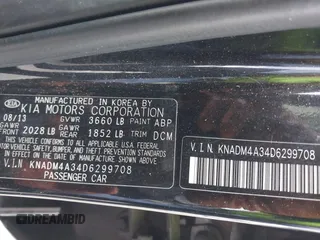 2013 Kia Rio LX with VIN KNADM4A34D6299708, listed as a IAAI auction lot 41926111 with 60,568 mi miles. Bid and sale history available at carsss.com. Image 9.