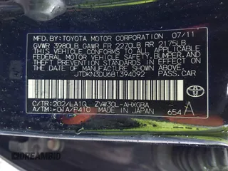 2011 Toyota Prius I z VIN JTDKN3DU6B1394092, wystawiony jako IAAI lot #42316595 z przebiegiem 230 999 mil mil oraz . Historia ofert i sprzedaży dostępna na DreamBid. Obrazek 9.