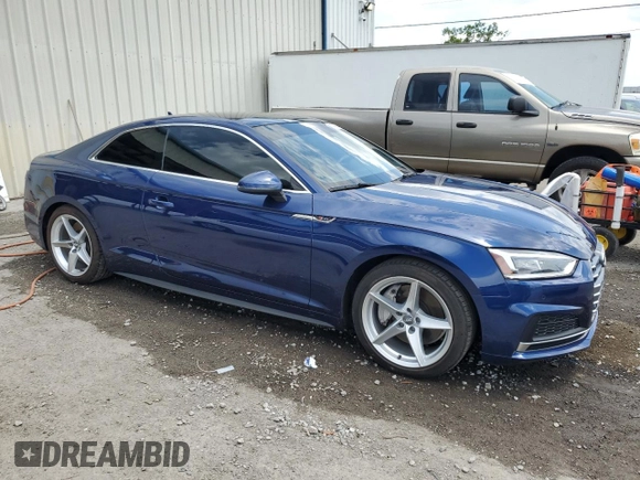 2018 Audi A5 Premium Plus with VIN WAUTNAF5XJA135051, listed as a Copart auction lot 55490655 with 28,152 mi miles and Salvage Title. Bid and sale history available at DreamBid. Image 4.