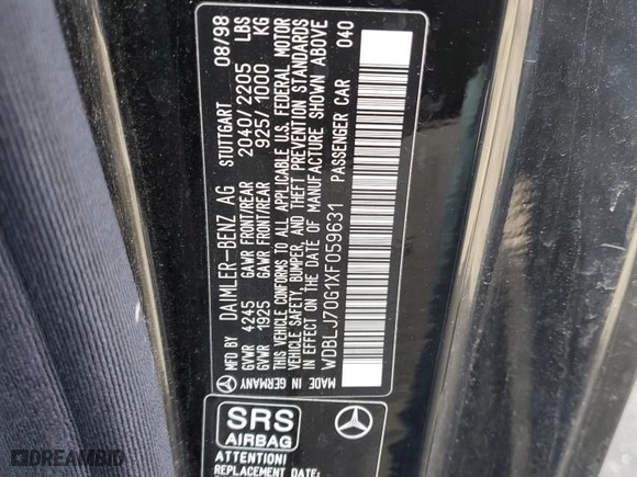 1999 Mercedes-Benz CLK-Class with VIN WDBLJ70G1XF059631, listed as a Copart auction lot 46833285 with 90,383 mi miles and Salvage Title. Bid and sale history available at carsss.com. Image 12.