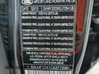 2012 Land Rover Range Rover HSE Lux with VIN SALMF1D41CA377298, listed as a Copart auction lot 59918475 with 127,905 mi miles and Salvage title. Bid and sale history available at DreamBid. Image 13.