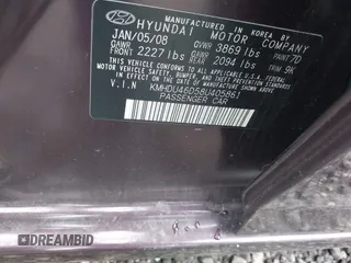 2008 Hyundai Elantra GLS z VIN KMHDU46D58U405861, wystawiony jako IAAI lot #42213929 z przebiegiem Nie podano mil oraz . Historia ofert i sprzedaży dostępna na DreamBid. Obrazek 9.