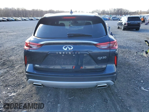 2021 Infiniti QX50 LUXE with VIN 3PCAJ5BB9MF126880, listed as a Copart auction lot 43617113 with 15,503 mi miles. Bid and sale history available at carsss.com. Image 6.