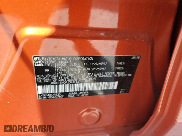 2015 Toyota RAV4 LE z VIN JTMBFREV0FJ043143, wystawiony jako Copart lot #59094375 z przebiegiem 187 052 mil mil oraz Czysty tytuł • Clean title. Historia ofert i sprzedaży dostępna na DreamBid. Obrazek 13.
