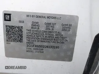 2018 Chevrolet Bolt EV Premier with VIN 1G1FX6S02J4133190, listed as a IAAI auction lot 41363945 with 57,228 mi miles. Bid and sale history available at carsss.com. Image 9.