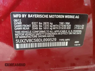 2013 BMW X5 xDrive50i with VIN 5UXZV8C58DL899529, listed as a Copart auction lot 62642105 with Not provided miles and Clean title. Bid and sale history available at DreamBid. Image 14.