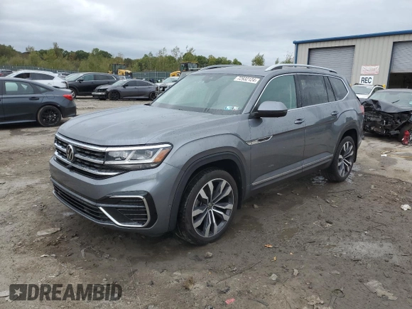 2021 Volkswagen Atlas SEL Premium R-Line with VIN 1V2FR2CA5MC541449, listed as a Copart auction lot 72932124 with 58,269 mi miles and Salvage title. Bid and sale history available at DreamBid. Image 1.