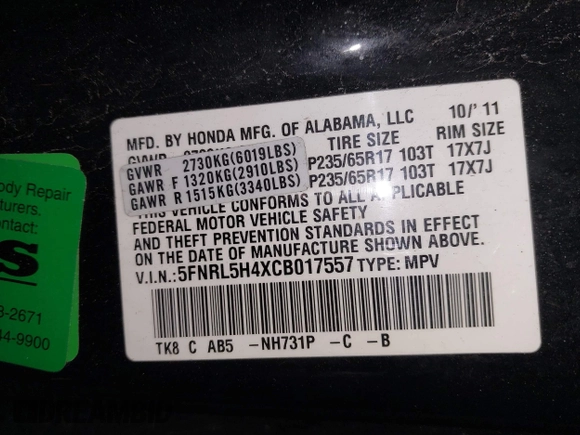 2012 Honda Odyssey EX z VIN 5FNRL5H4XCB017557, wystawiony jako IAAI lot #42367322 z przebiegiem 209 630 mil mil oraz . Historia ofert i sprzedaży dostępna na DreamBid. Obrazek 9.