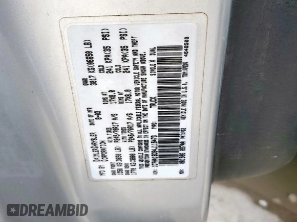 2004 Dodge 1500 SLT with VIN 1D7HA18D94J115473, listed as a Copart auction lot 50986115 with 246,630 mi miles and Salvage Title. Bid and sale history available at carsss.com. Image 12.