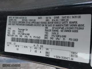 2016 Ford Fiesta SE with VIN 3FADP4EJ3GM170260, listed as a IAAI auction lot 41769063 with 137,970 mi miles. Bid and sale history available at carsss.com. Image 9.