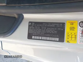 2011 BMW 3 Series 328i with VIN WBADW7C58BE726515, listed as a IAAI auction lot 42077827 with 104,316 mi miles and . Bid and sale history available at DreamBid. Image 9.