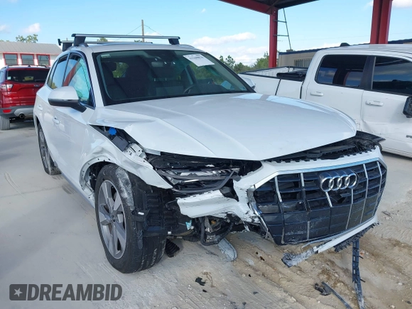 2023 Audi Q5 Premium Plus with VIN WA1BBAFY7P2024214, listed as a IAAI auction lot 41169876 with 21,183 mi miles and . Bid and sale history available at DreamBid. Image 1.