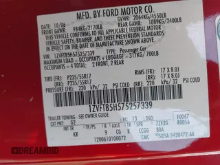 2007 Ford Mustang GT Deluxe with VIN 1ZVFT85H575257339, listed as a IAAI auction lot 41250343 with 134,120 mi miles and . Bid and sale history available at DreamBid. Image 9.
