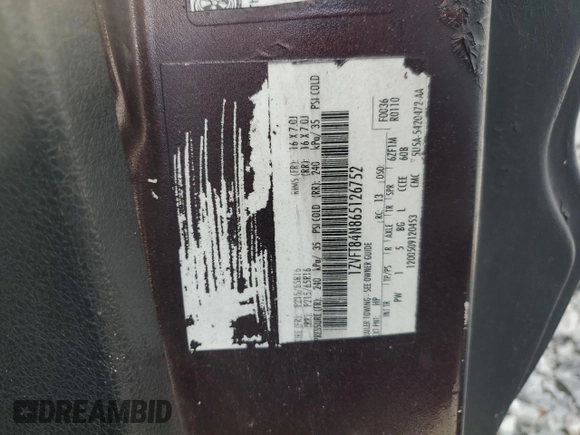 2006 Ford Mustang Standard with VIN 1ZVFT84N865126752, listed as a Copart auction lot 57160965 with Not provided miles and Salvage title. Bid and sale history available at DreamBid. Image 12.