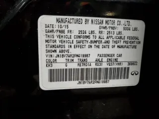 2015 Infiniti Q50 Premium z VIN JN1BV7AR2FM419987, wystawiony jako Copart lot #57813825 z przebiegiem 99 229 mil mil oraz Nie do naprawy. Historia ofert i sprzedaży dostępna na DreamBid. Obrazek 12.