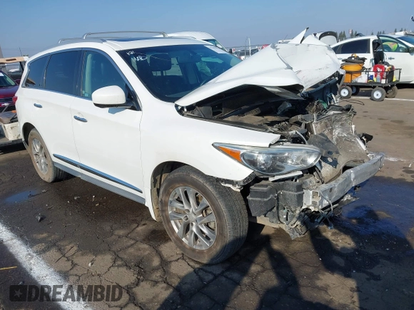 2013 Infiniti JX35 with VIN 5N1AL0MM5DC334193, listed as a IAAI auction lot 41459014 with Not Provided miles and . Bid and sale history available at DreamBid. Image 1.