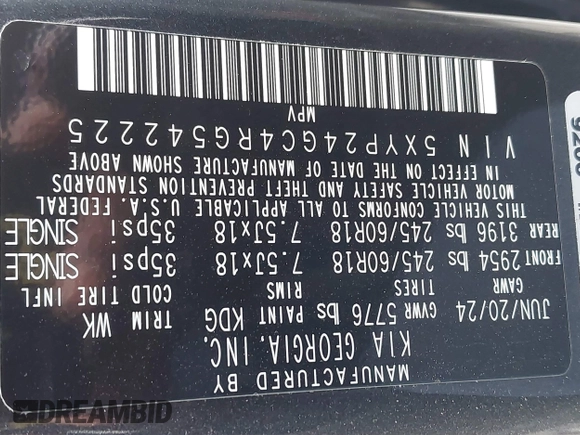 2024 Kia Telluride LX z VIN 5XYP24GC4RG542225, wystawiony jako IAAI lot #40726805 z przebiegiem 9 285 mil mil oraz . Historia ofert i sprzedaży dostępna na DreamBid. Obrazek 9.