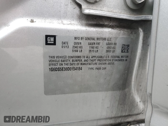 2013 Cadillac CTS Premium with VIN 1G6DS5E38D0154184, listed as a Copart auction lot 88666575 with 132,127 mi miles and Salvage title. Bid and sale history available at DreamBid. Image 14.
