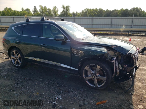 2021 Genesis GV80 with VIN KMUHCESC6MU073951, listed as a Copart auction lot 63617215 with 42,510 mi miles and Salvage title. Bid and sale history available at DreamBid. Image 4.