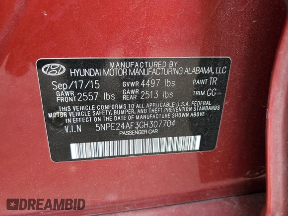 2016 Hyundai Sonata SE z VIN 5NPE24AF3GH307704, wystawiony jako Copart lot #45120925 z przebiegiem 126 347 mil mil oraz Szkoda całkowita • Salvage title. Historia ofert i sprzedaży dostępna na DreamBid. Obrazek 12.