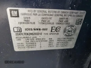 2017 GMC Terrain SLE with VIN 2GKFLTEK2H6293310, listed as a Copart auction lot 51824275 with 0 mi miles and Salvage Title. Bid and sale history available at carsss.com. Image 14.