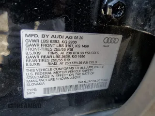 2020 Audi Q7 Premium Plus with VIN WA1LJAF73LD011022, listed as a Copart auction lot 88948205 with 58,296 mi miles and Salvage title. Bid and sale history available at DreamBid. Image 14.