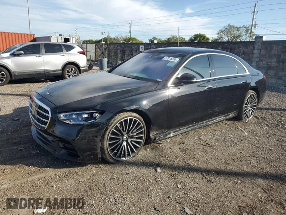 2022 Mercedes-Benz S-Class S 500 with VIN W1K6G6DBXNA166358, listed as a Copart auction lot 87015084 with 32,424 mi miles and Salvage Title. Bid and sale history available at carsss.com. Image 1.