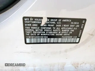2013 Volkswagen Passat SEL Premium z VIN 1VWCN7A30DC051564, wystawiony jako Copart lot #58565845 z przebiegiem 113 788 mil mil oraz Czysty tytuł • Clean title. Historia ofert i sprzedaży dostępna na DreamBid. Obrazek 12.