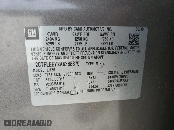 2010 GMC Terrain SLE-2 z VIN 2CTFLEEY2A6388875, wystawiony jako Copart lot #55048835 z przebiegiem 215 727 mil mil oraz Czysty tytuł • Clean title. Historia ofert i sprzedaży dostępna na DreamBid. Obrazek 13.