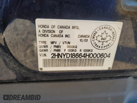 2004 Acura MDX Touring Pkg with VIN 2HNYD18664H000604, listed as a Copart auction lot 74818904 with 372,583 mi miles and Clean Title. Bid and sale history available at carsss.com. Image 13.