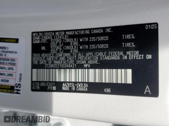 2025 Lexus NX 350h Premium z VIN 2T2GKCEZ1SC048421, wystawiony jako Copart lot #47616515 z przebiegiem 1 323 mil mil oraz Szkoda całkowita • Salvage title. Historia ofert i sprzedaży dostępna na DreamBid. Obrazek 13.