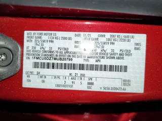 2021 Ford Escape Titanium Hybrid with VIN 1FMCU0DZ7MUB20799, listed as a Copart auction lot 58835735 with 37,767 mi miles and Salvage title. Bid and sale history available at DreamBid. Image 13.