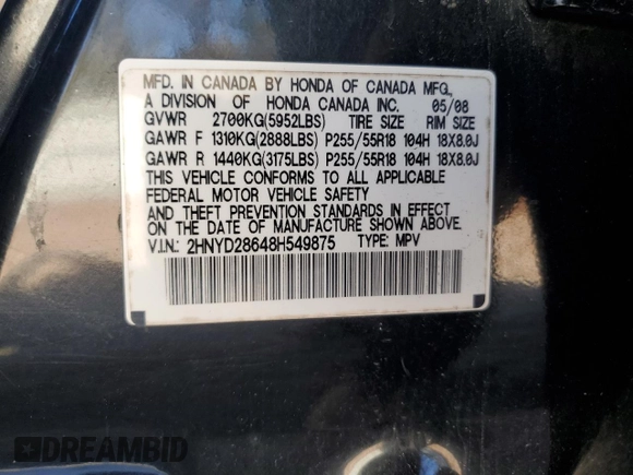 2008 Acura MDX Tech/Pwr Tail Gate with VIN 2HNYD28648H549875, listed as a Copart auction lot 87179514 with 244,798 mi miles and Salvage Title. Bid and sale history available at carsss.com. Image 13.