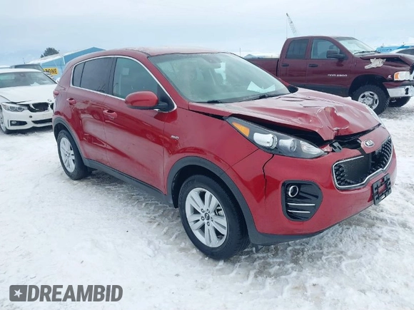 2018 Kia Sportage LX with VIN KNDPMCAC8J7324190, listed as a IAAI auction lot 41599162 with 41,573 mi miles. Bid and sale history available at carsss.com. Image 1.