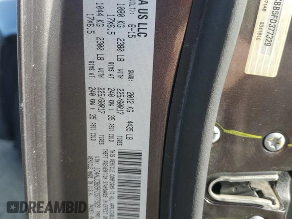 2015 Jeep Compass Sport with VIN 1C4NJCBB5FD377329, listed as a Copart auction lot 86545484 with 112,380 mi miles and Salvage Title. Bid and sale history available at carsss.com. Image 13.