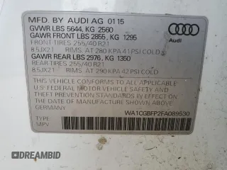 2015 Audi SQ5 Premium Plus with VIN WA1CGBFP2FA089530, listed as a Copart auction lot 42582305 with 136,449 mi miles and Salvage Title. Bid and sale history available at carsss.com. Image 13.