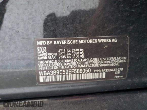 2014 BMW 3 Series 335i xDrive with VIN WBA3B9C59EF588050, listed as a Copart auction lot 54142605 with 118,568 mi miles and Clean Title. Bid and sale history available at carsss.com. Image 12.