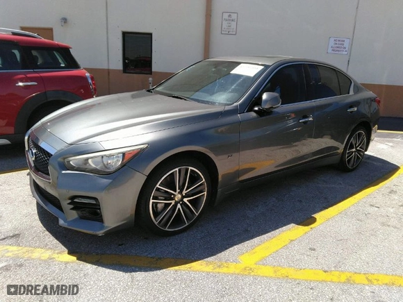 2015 Infiniti Q50 Premium with VIN JN1BV7AR3FM390743, listed as a IAAI auction lot 41990093 with 91,350 mi miles. Bid and sale history available at carsss.com. Image 2.