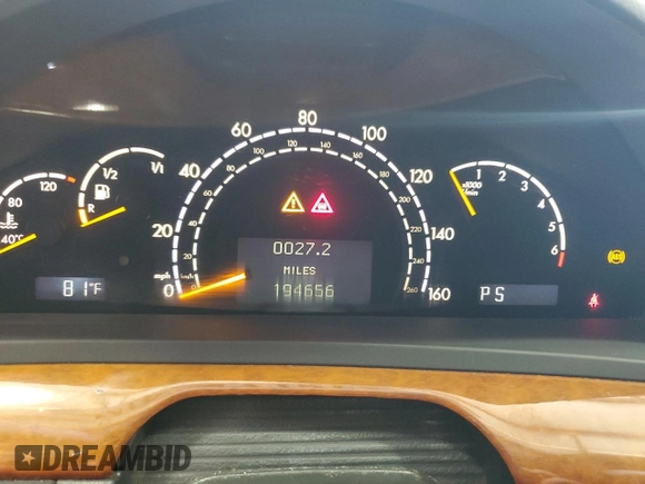 2002 Mercedes-Benz S-Class 4.3L with VIN WDBNG70J42A312708, listed as a Copart auction lot 76772414 with 194,656 mi miles and Clean Title. Bid and sale history available at carsss.com. Image 9.